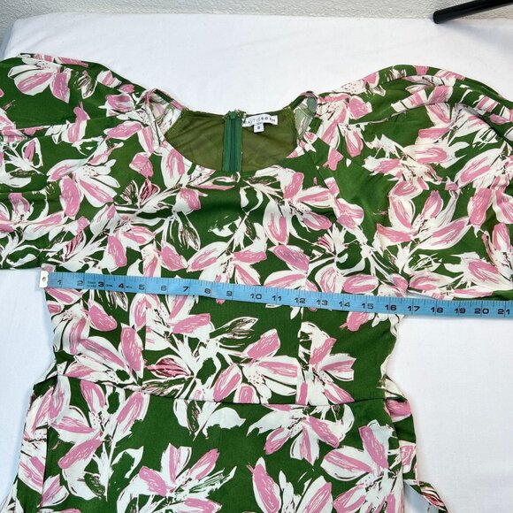 Baltic Born Tucson Midi Dress Floral Puff Sleeve Wedding Green Pink Small - Picture 9 of 16